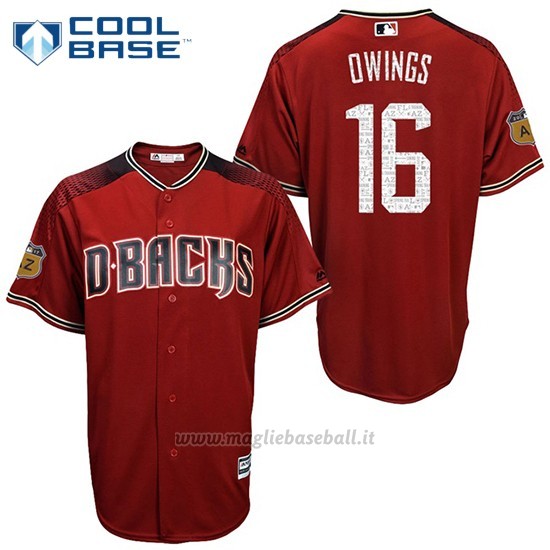 Maglia Baseball Uomo Arizona Diamondbacks 16 Chris Owings 2017 Allenamento Primaverile Cool Base